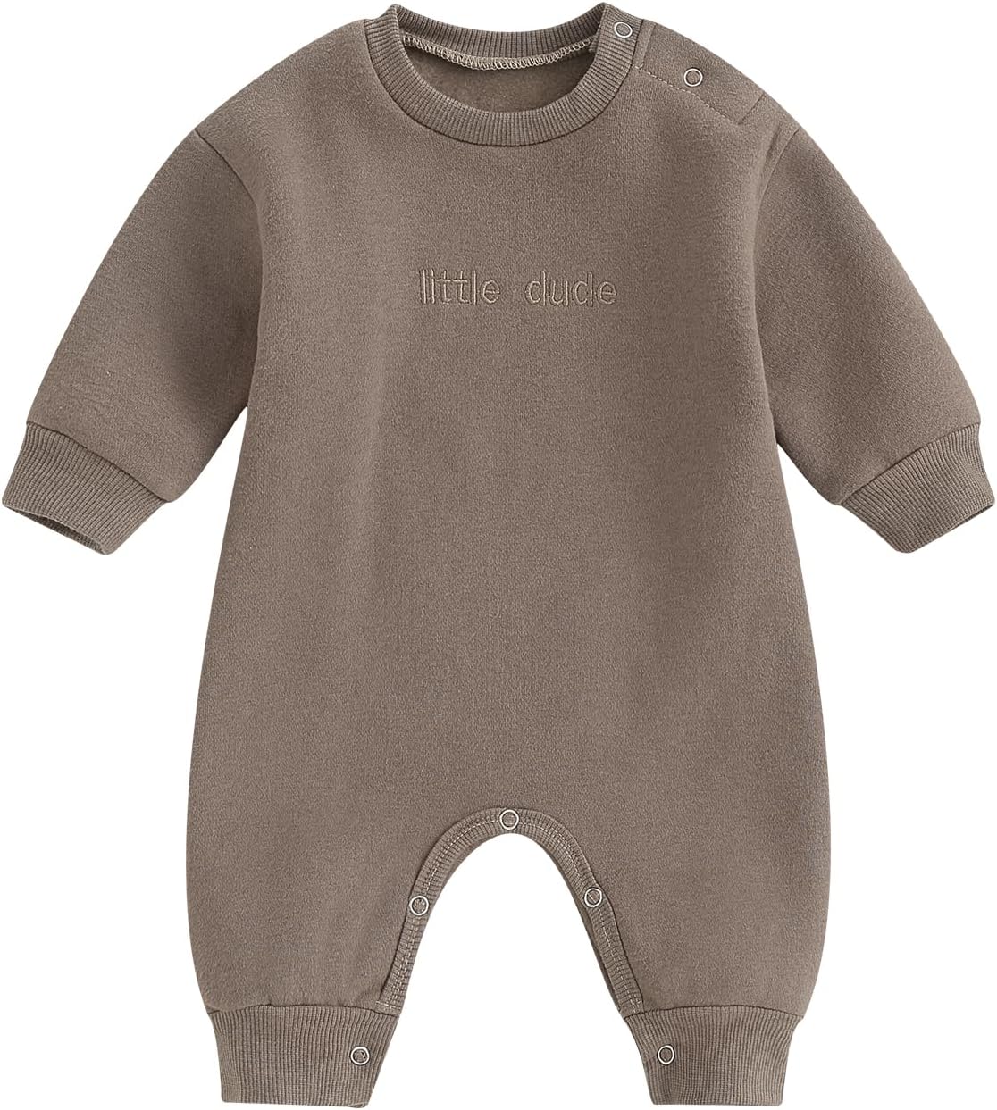 251102114721657_1 Polinkety Newborn Baby Boy Fall Romper Onesie Little Dude Embroidery Long Sleeve Footless Jumpsuit Winter Outfit Clothes - Image 1